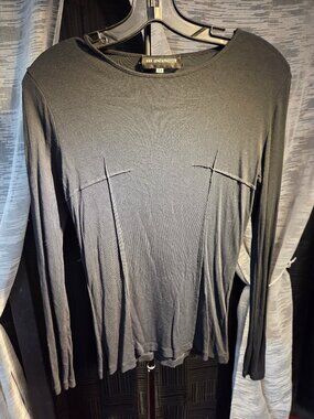 Vintage Ann Demeulemeester Black Top Rare Cross Crease Shirt Size 38 (M)